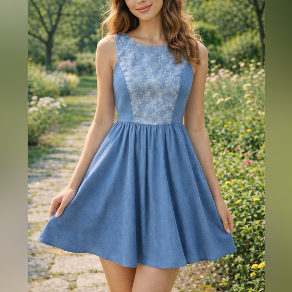 Light Blue Chambray Altar’d State Fit & Flare Dress – Size S